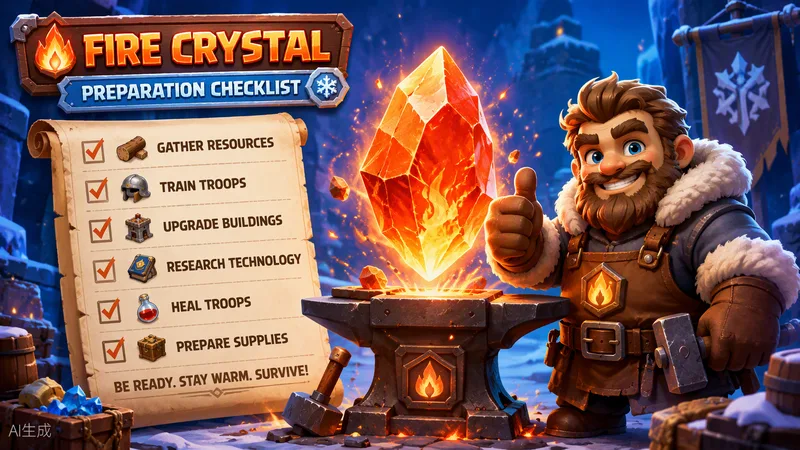 Fire Crystal Day 90, 130 and 180 Checklist — Whiteout Survival PAWNS Guide — illustrated cover